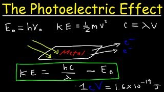 Photoelectric Effect Work Function Threshold Frequency Wavelength Speed amp Kinetic Energy Electr [upl. by Anyer]