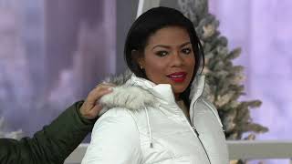 Susan Graver Water Resistant Quilted Puffer Jacket with Removable Hood on QVC [upl. by Niwred]