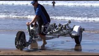 How to beach launch a boat in the surf [upl. by Aikrahs]