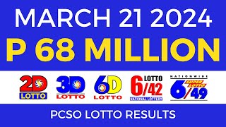 Lotto Result March 21 2024 9pm PCSO [upl. by Sileas]