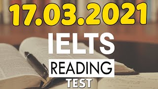 IELTS READING PRACTICE TEST WITH ANSWERS 2021  17032021 [upl. by Esidnac]