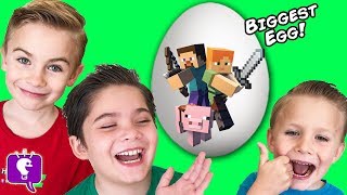 Giant MINECRAFT Adventure Egg with HobbyKidsTV [upl. by Aztiley321]