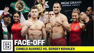 Canelo amp Sergey Kovalev WeighIn Ahead Of Light Heavyweight Clash [upl. by Aihtnys68]