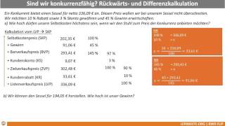 832a Angebotskalkulation Rückwärts  Differenzkalkulation [upl. by Annehs]