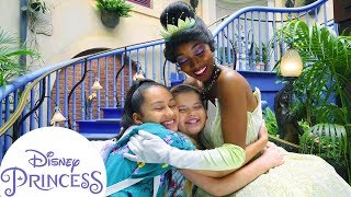 Asking Tiana Questions at Disneyland  Disney Princess [upl. by Auqinaj]