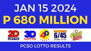 Lotto Result January 15 2024 9pm PCSO [upl. by Britte]