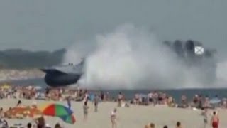 Massive hovercraft lands on beach [upl. by Ylenaj]