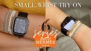 44mm Hermes Apple Watch Series 6  Unboxing Try On  Female  Small Wrist with Deployment Strap [upl. by Retseh]