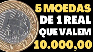 5 MOEDAS DE 1 REAL QUE VALEM 1000000 [upl. by Joselyn]