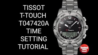 How to set Time on Tissot TTouch T047420A Time setting tutorial [upl. by Airotnahs]