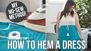 How to Hem a Dress or Skirt  NO sewing required [upl. by Aleel132]