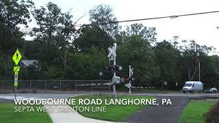 Woodbourne Rd Railroad Crossing Langhorne PA [upl. by Ihsoyim171]