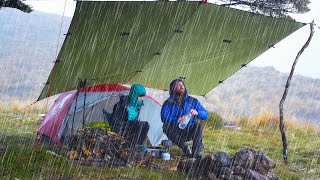 Tent Camping in the HEAVY Rain  2 Nights  Storm Camping [upl. by Dranreb]