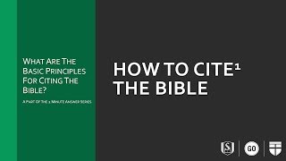 How to Cite the Bible [upl. by Yaner635]