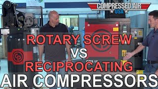 Rotary Screw VS Reciprocating Air Compressors  CompressedAirUSAcom [upl. by Averyl370]