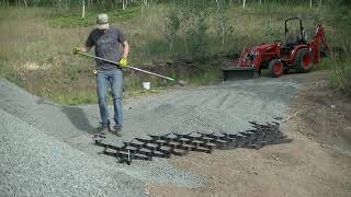 Putting Down Gravel Driveway Using Geocell Our Solution for Long Steep Slope [upl. by Shawna684]