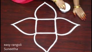 Creative rangoli muggulu with 2 dots  easy rangoli amp kolam designs by Suneetha [upl. by Nohsar]