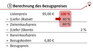 Die Einkaufskalkulation quantitativer Angebotsvergleich [upl. by Symer]