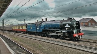 60163 Tornado whistles and races past Retford on The Cathedrals Express  030713 [upl. by Uhile]