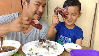 Mukbang with my son  full roast chicken [upl. by Pedroza72]