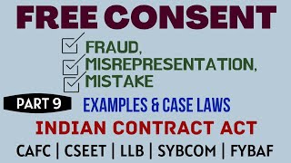 Fraud  Misrepresentation  Mistake  Free Consent  Indian Contract Act  Caselaws  Example [upl. by Diet]