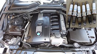 BMW E60 530i SPARK PLUGS REPLACEMENT DIY [upl. by Alcus]