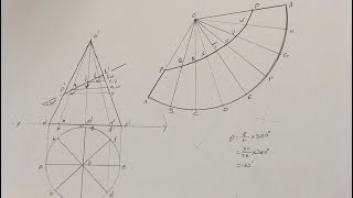 Development of surfaces 5  Cone  Engineering Graphics  Truncated Cone [upl. by Leila]