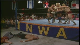 NWA Ric Flair and The Four Horsemen DESTROY The Road Warriors 06211986 [upl. by Tamaru88]