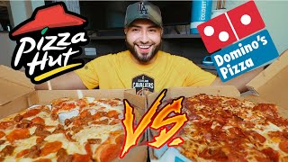 BATTLE OF THE PIZZAS  Dominos VS Pizza Hut Im SHOOK [upl. by Oleta]