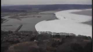 Tsunami at Kuji port Iwate Prefecture helicopter view [upl. by Eniamurt130]