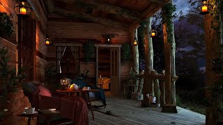 Heavy Rain and Thunder Sounds in a Cozy Cabin Porch  Rainstorm in the Forest for Sleeping and Relax [upl. by Arualana]