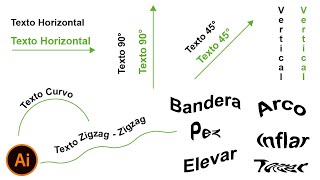 Diferentes posiciones y modificación de texto  Illustrator Tutorial [upl. by Prady]