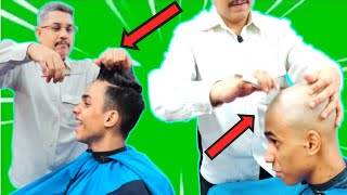 Headshave Forced Headshave  How to Dandruff HeadShave Dandruff Removal Straight Razor Headshave [upl. by Naget831]