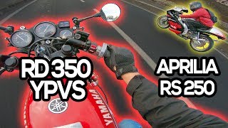 YAMAHA RD350 Vs APRILIA RS250  MASSIVE 2Stroke sound [upl. by Outlaw]