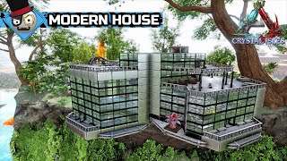 Ark Survival Evolved  Crystal Isles  Modern House and Greenhouse Design Speed Build [upl. by Brynn]