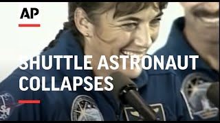 Shuttle astronaut collapses during welcome home ceremony [upl. by Victor]