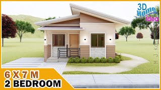 SMALL HOUSE DESIGN  6x7m 2 Bedroom  Pinoy Bungalow House [upl. by Annahsal]