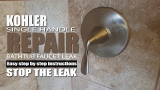 Fix A Leaking Single Handle Bathtub Faucet  Kohler Faucet Repair [upl. by Bonina]