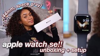 apple watch se unboxing and setup 2020 44mm space gray apple watch se first impressions [upl. by Davita868]