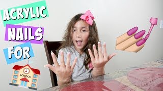 8 YEAR OLD WEARS LONG ACRYLiC NAiLS FOR SCHOOL [upl. by Lantha]