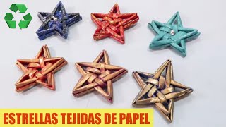 Cómo hacer ESTRELLAS de PAPEL tejidas Manualidades de Navidad [upl. by Hopper613]