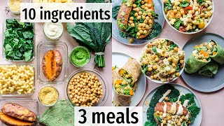 10 ingredients 3 effortless vegan meals  VEGAN MEAL PREP PDF guide [upl. by Gifford]