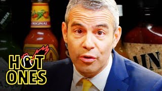 Andy Cohen Spills the Tea While Eating Spicy Wings  Hot Ones [upl. by Enehs]