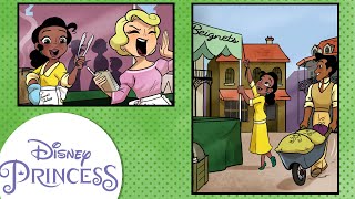 Disney Comics In Motion  Disney Princess  Tiana “Beignet Stand” [upl. by Sokul]