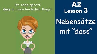 Learn German  Konjunktion quotdassquot  Nebensatz  German for beginners  A2  Lesson 3 [upl. by Kusin]