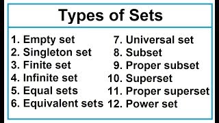 Types of sets [upl. by Olympium]