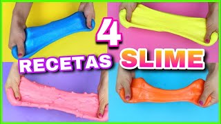 4 RECETAS PARA HACER SLIME  SLIME FÁCIL Y SIN BÓRAX  NatyGloss [upl. by Ahsillek711]