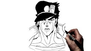 How to Draw Jotaro  Step By Step  JoJos Bizarre Adventure [upl. by Naujd]