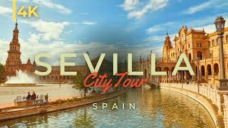 Tour Of Stunning Seville Spain in 4K  This is Seville during Summer [upl. by Adlesirc]