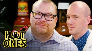 Superfan Brett Baker Grills Sean Evans Over Spicy Wings  Hot Ones [upl. by Carmelia]